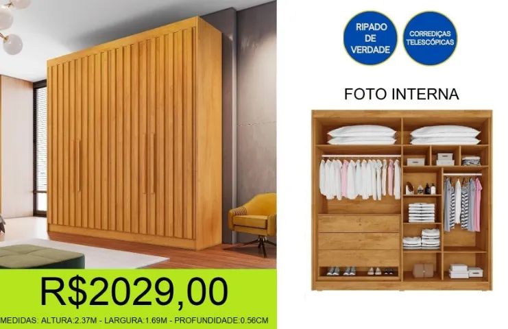 ROUPEIRO - RIPADO - MDF - SOLTEIRO - COMPRE E RETIRE HOJE MESMO  - Foto 2