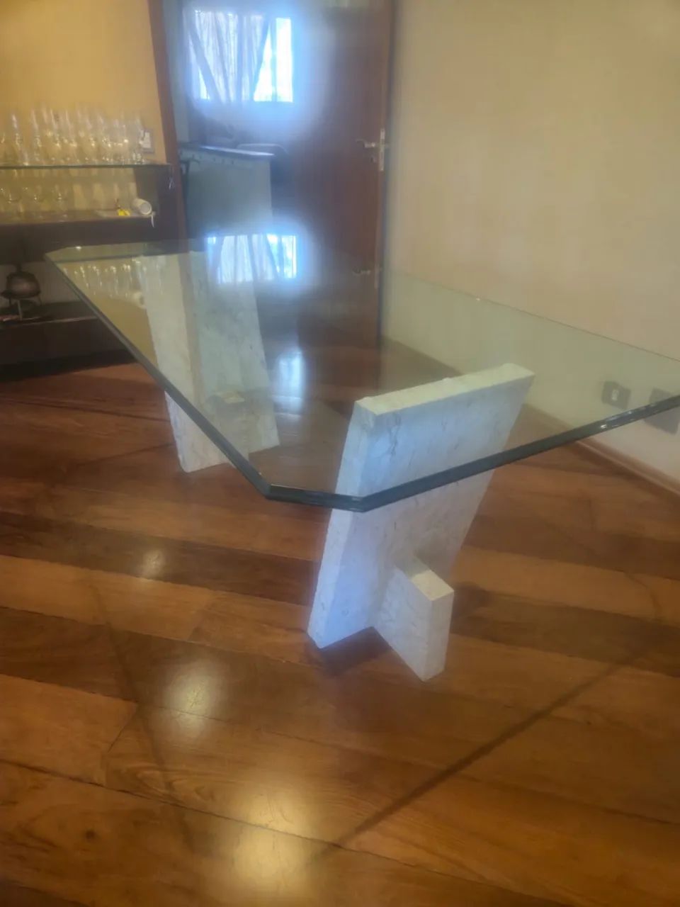 Mesa vidro pés em mármore  - Foto 2