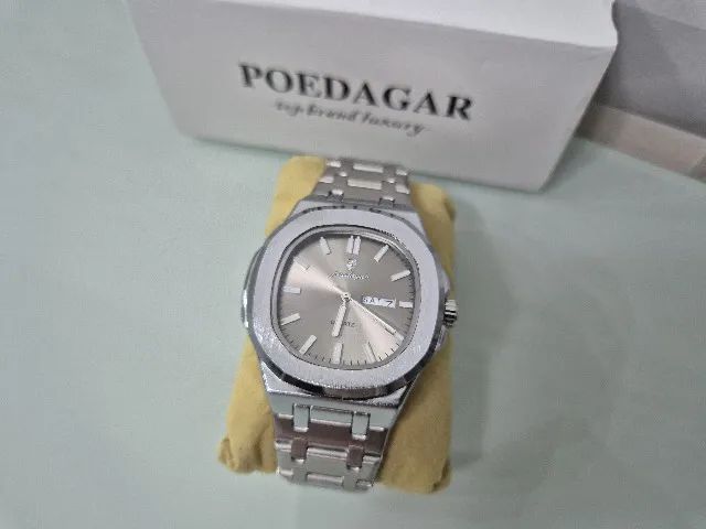 Relógio de pulso Poedagar 853 Silver Gun Grey com pulseira em aço - Foto 4