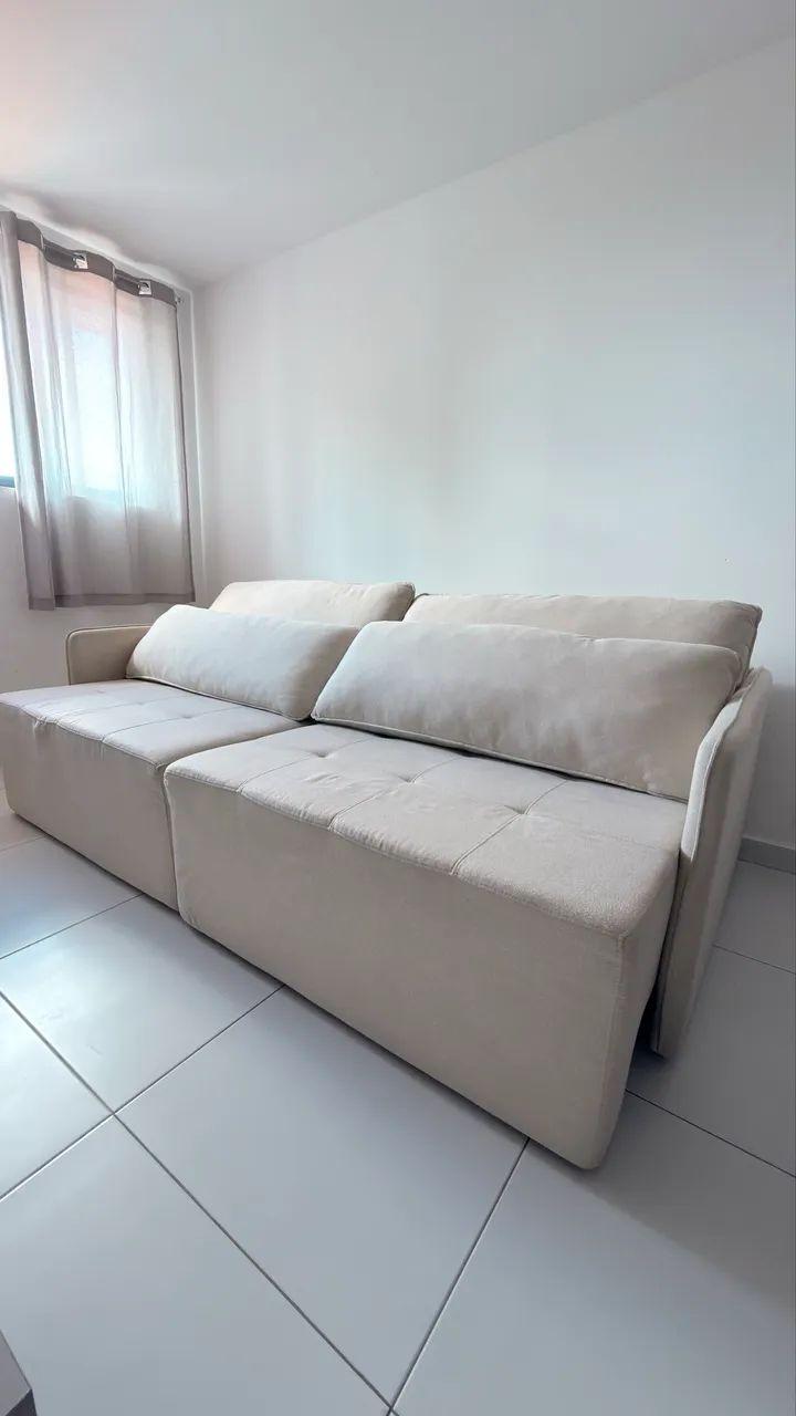 Sofá retrátil/reclinável off-white - excelente estado