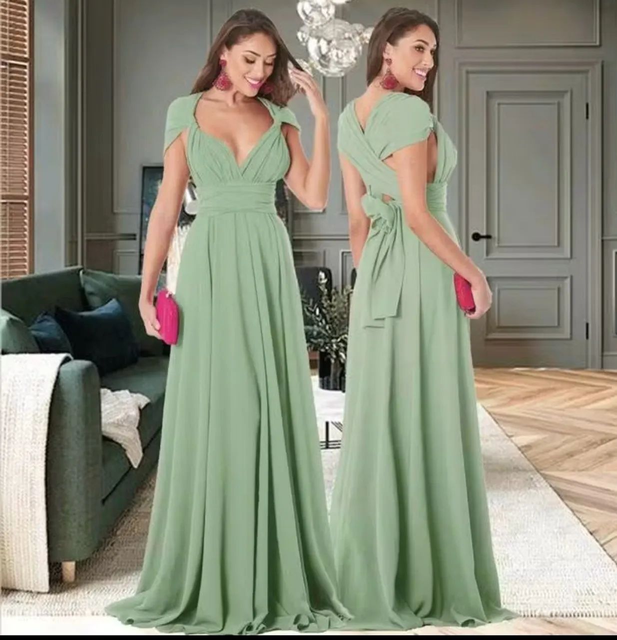 Vestido de madrinha azul bebê 