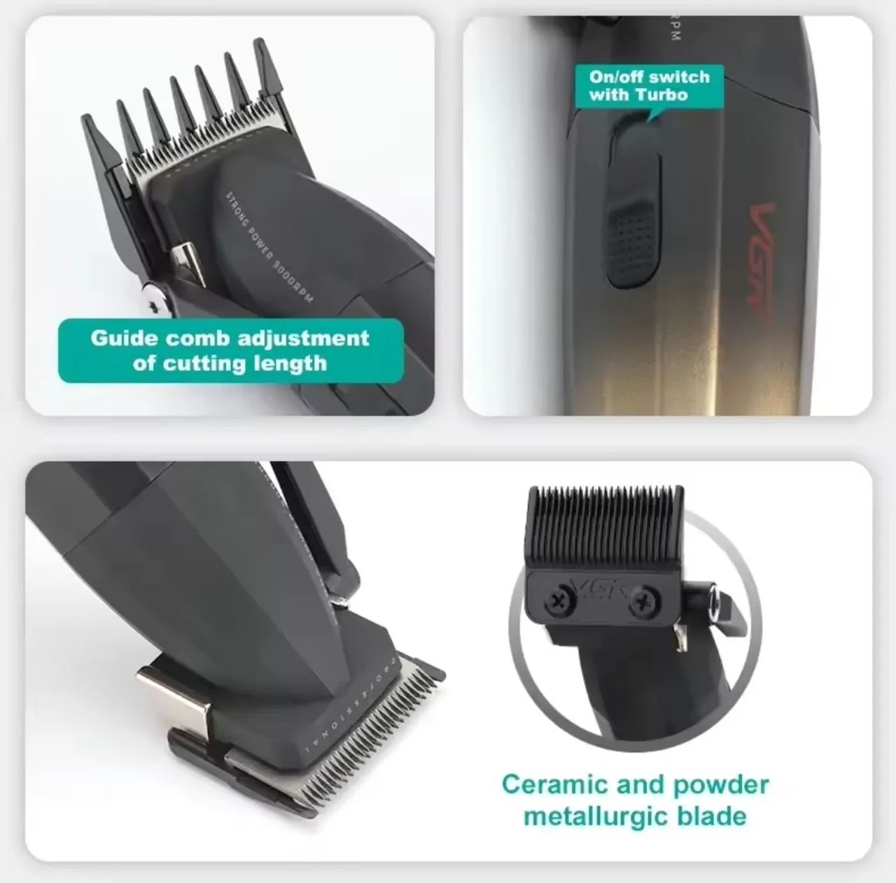 Máquina de Cortar Cabelo Profissional VGR profissional para barbeiros V-003<br> - Foto 4
