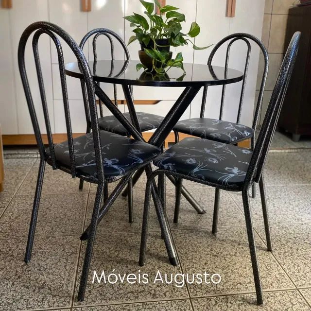 Mesa Pedra Marmorizada com 4 Cadeiras Nova, Entrego,  na Promoção  - Foto 3
