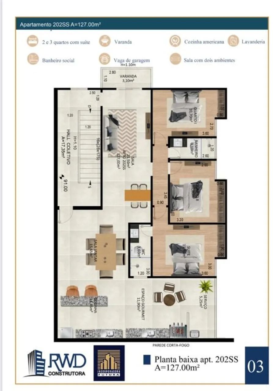 Apartamento 3 quartos - Francisco Bernardino - Foto 2