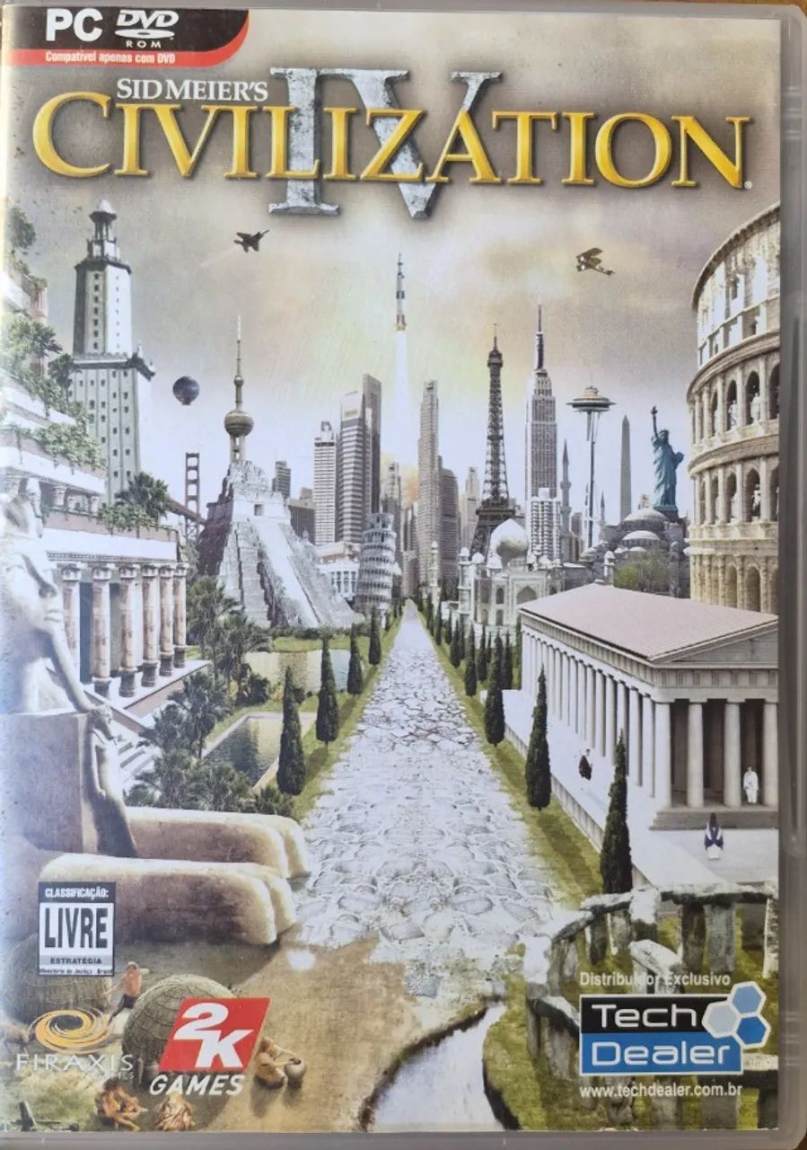 Sid Meier's Civilization IV PC DVD Original Completo - Caixa e Manual!