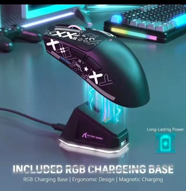 Mouse Gamer Attack Shark X11 Com Base de carregamento - Foto 4