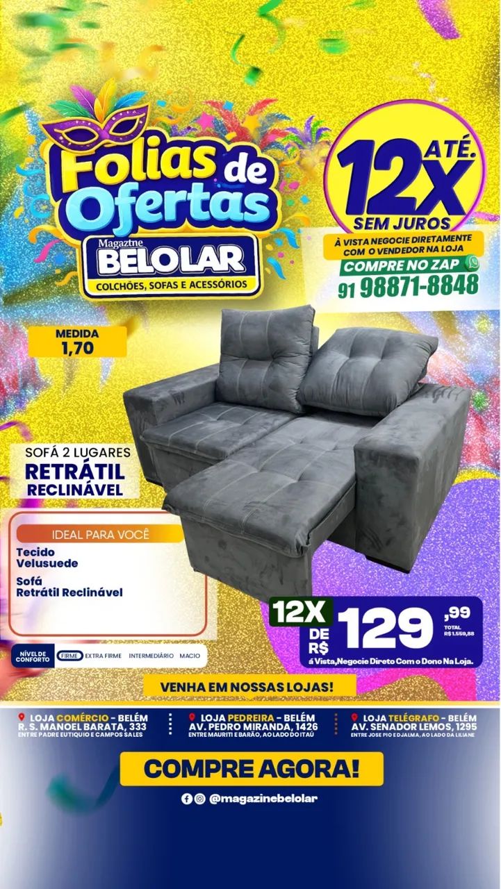 Sofá retrátil 2 Lugares 