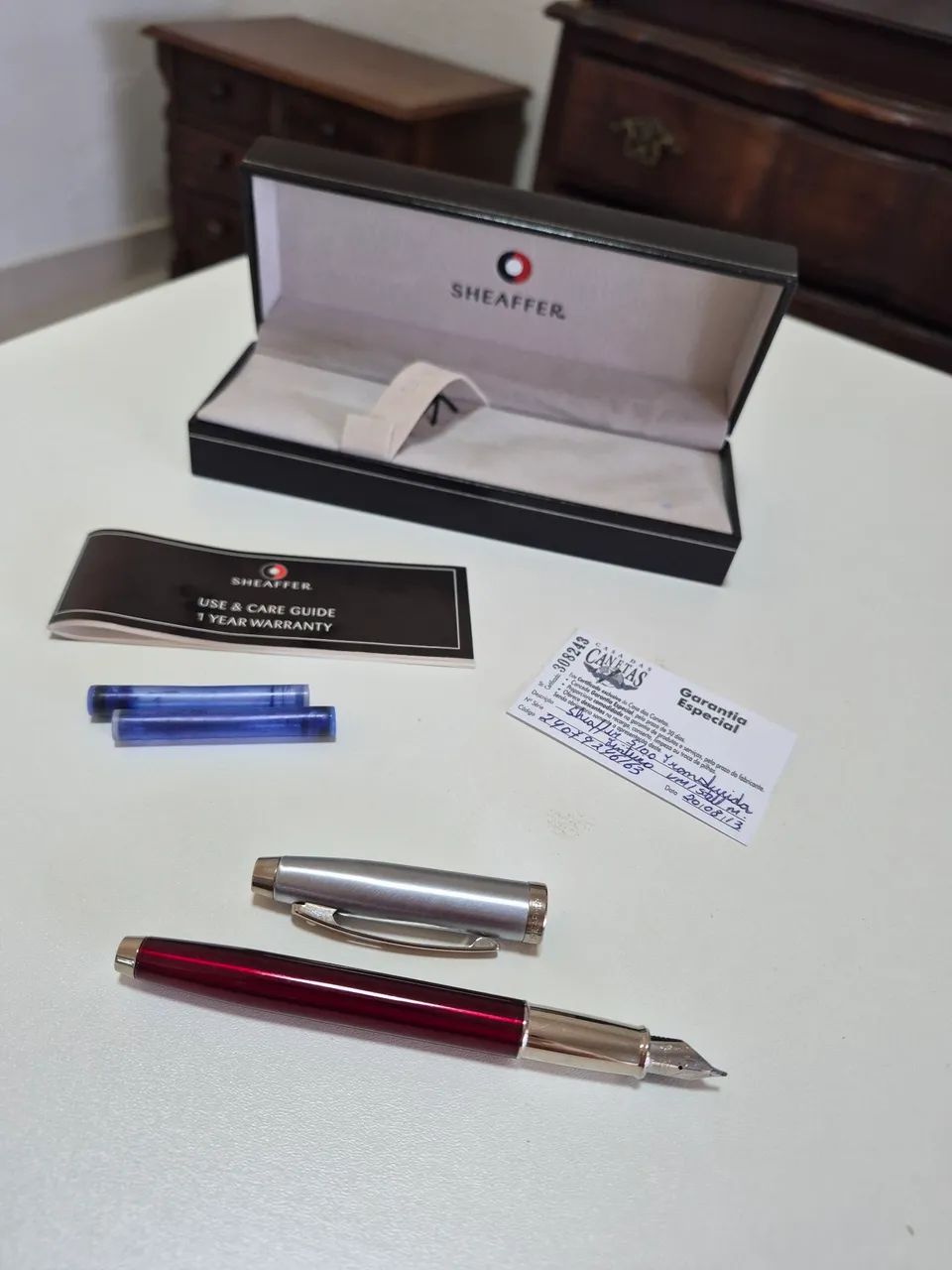 Caneta Tinteiro Sheaffer 100 - Cromo Vermelho   - Foto 5