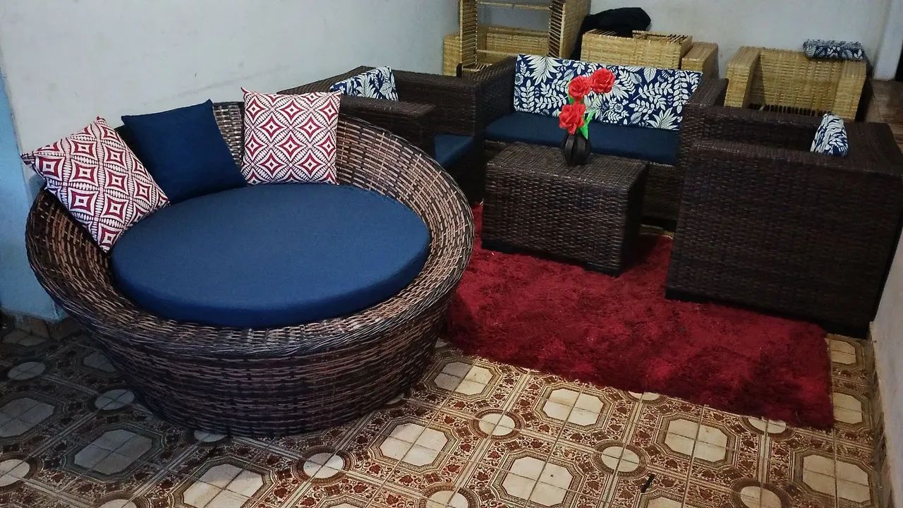 Conjunto de sofá alto padrão de vime sintético  - Foto 3
