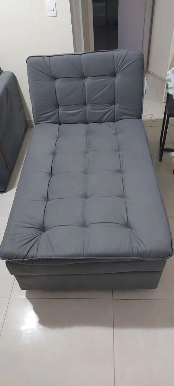 Sofá Cama Chaise Cinza - Foto 3