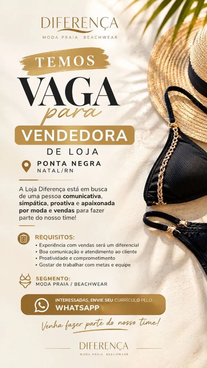 Vaga para vendedora 