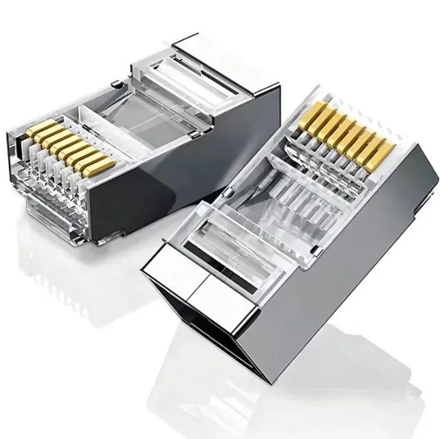 Conector Blindado Rj45 Macho Cat5 De Rede Vazado 100un exbom - Foto 3