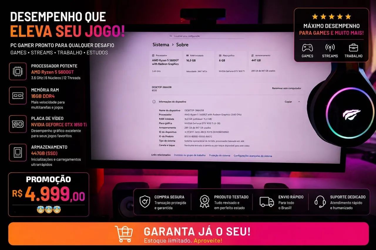 PC GAMER TOP DE LINHA - Foto 3