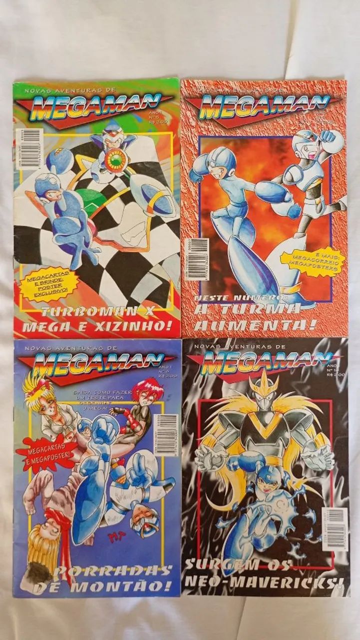 Revistinhas Mega Man com posters ano I n° 5, 7, 8 e 10