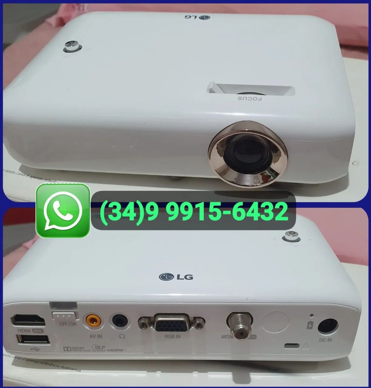projetor portátil LG HD, TV digital, Bluetooth,HDMI,USB,caixa e nota fiscal "Sem Detalhes"