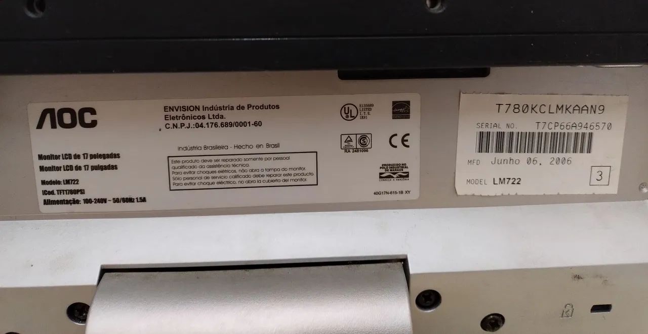 Monitor *AOC LM722 17 polegadas* LCD.  - Foto 3
