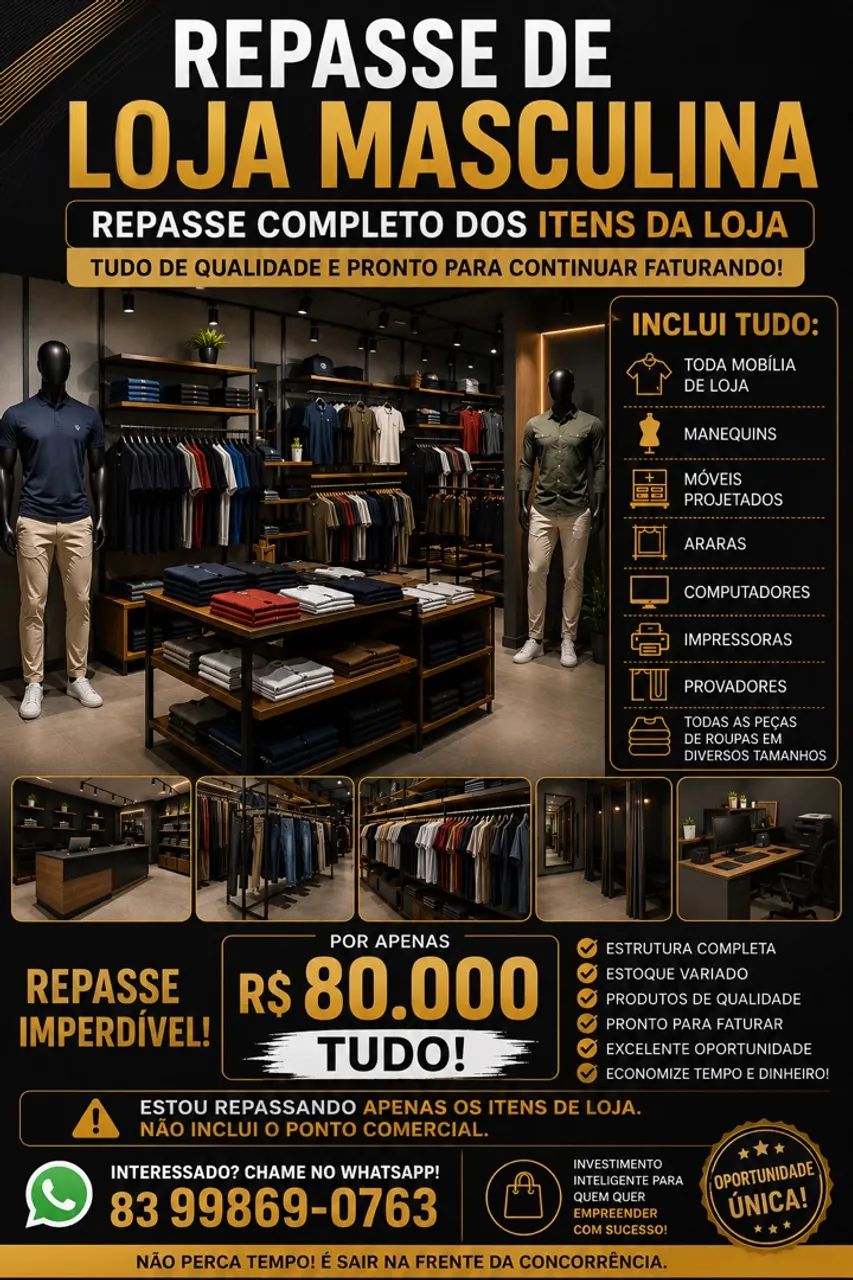 REPASSE MATERIAL LOJA MASCULINA 