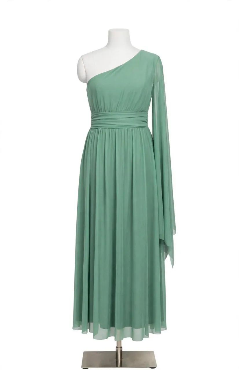 Vestido de festa elegante verde salvia - Foto 4