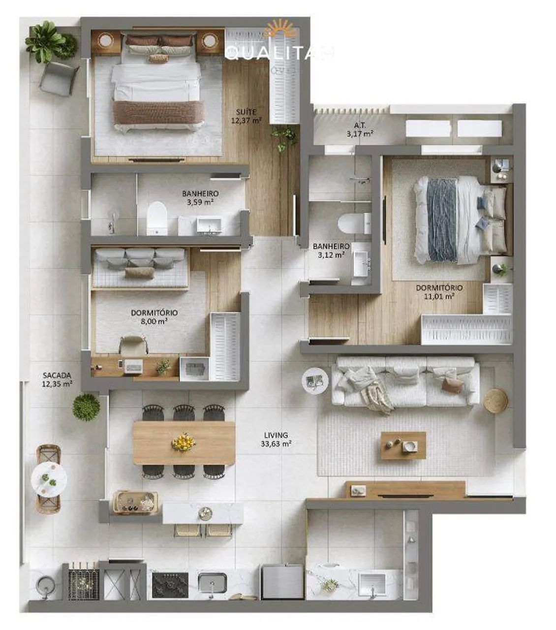 Apartamento com 3 Dormitórios no Edifício Duque 375 em Itajaí - Foto 2