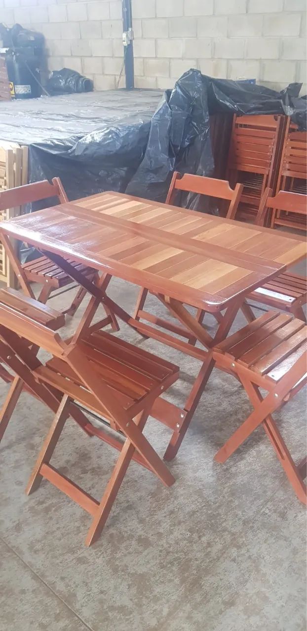 Mesa dobrável madeira maciça  - Foto 4