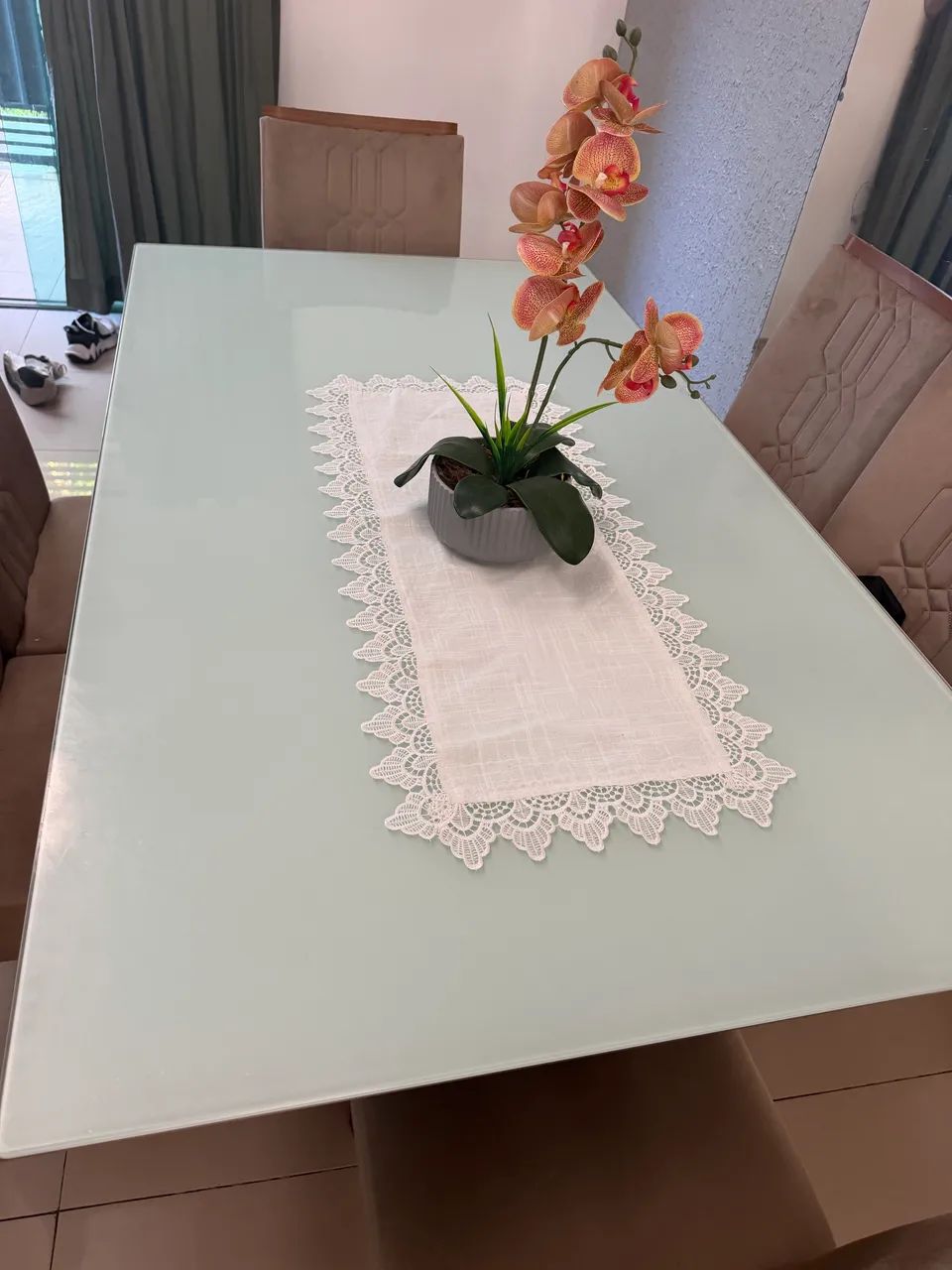 Mesa de Vidro 6 cadeiras 