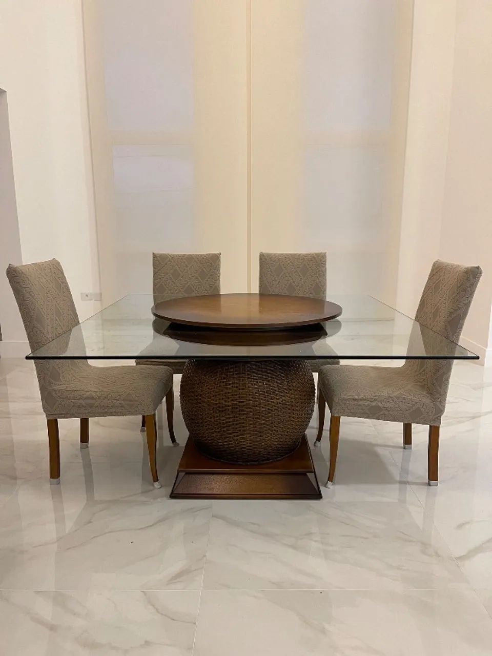 Mesa de jantar madeira e tampo de vidro Sierra - Foto 5