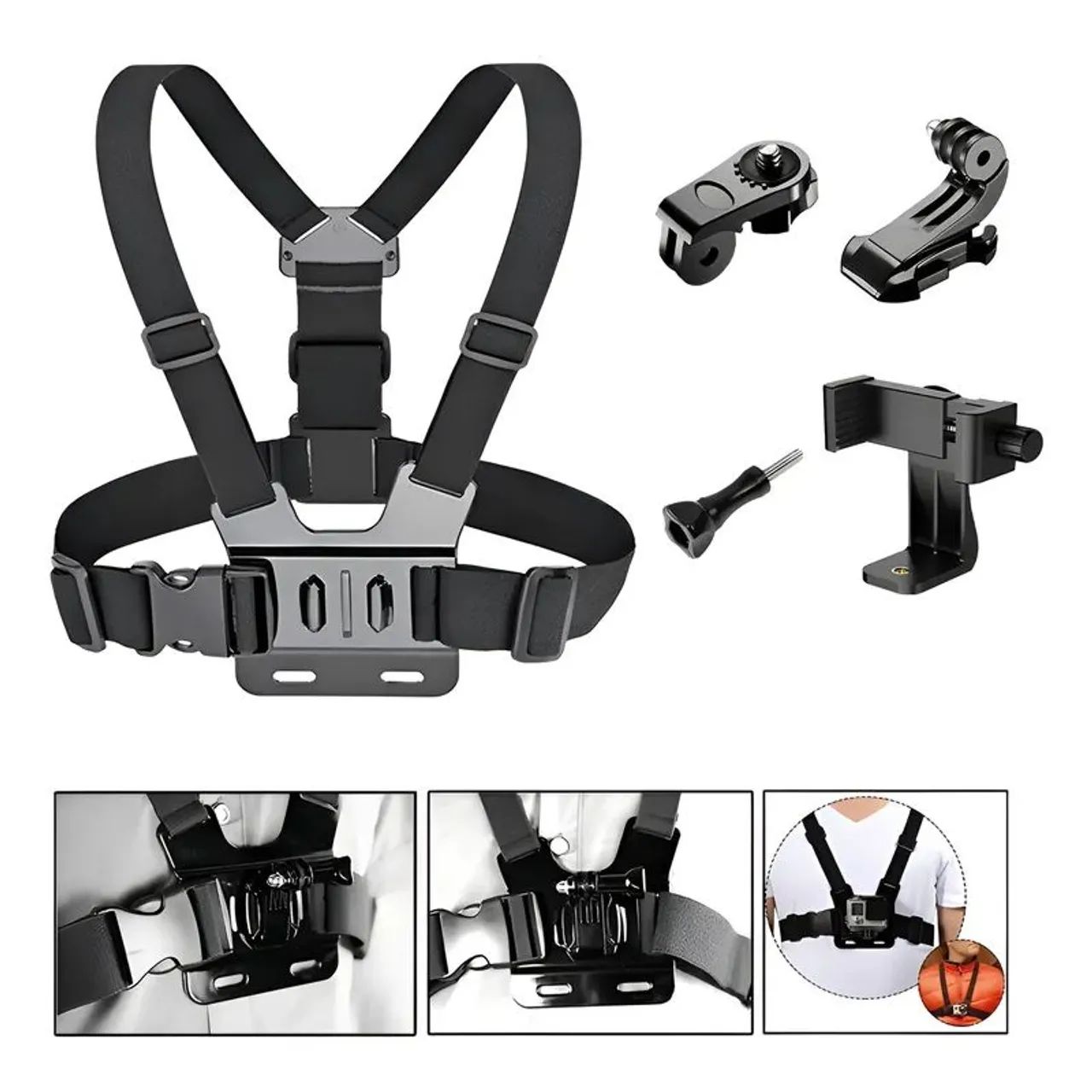 Suporte peitoral para celular câmera e Gopro ajustável 360° - Foto 2