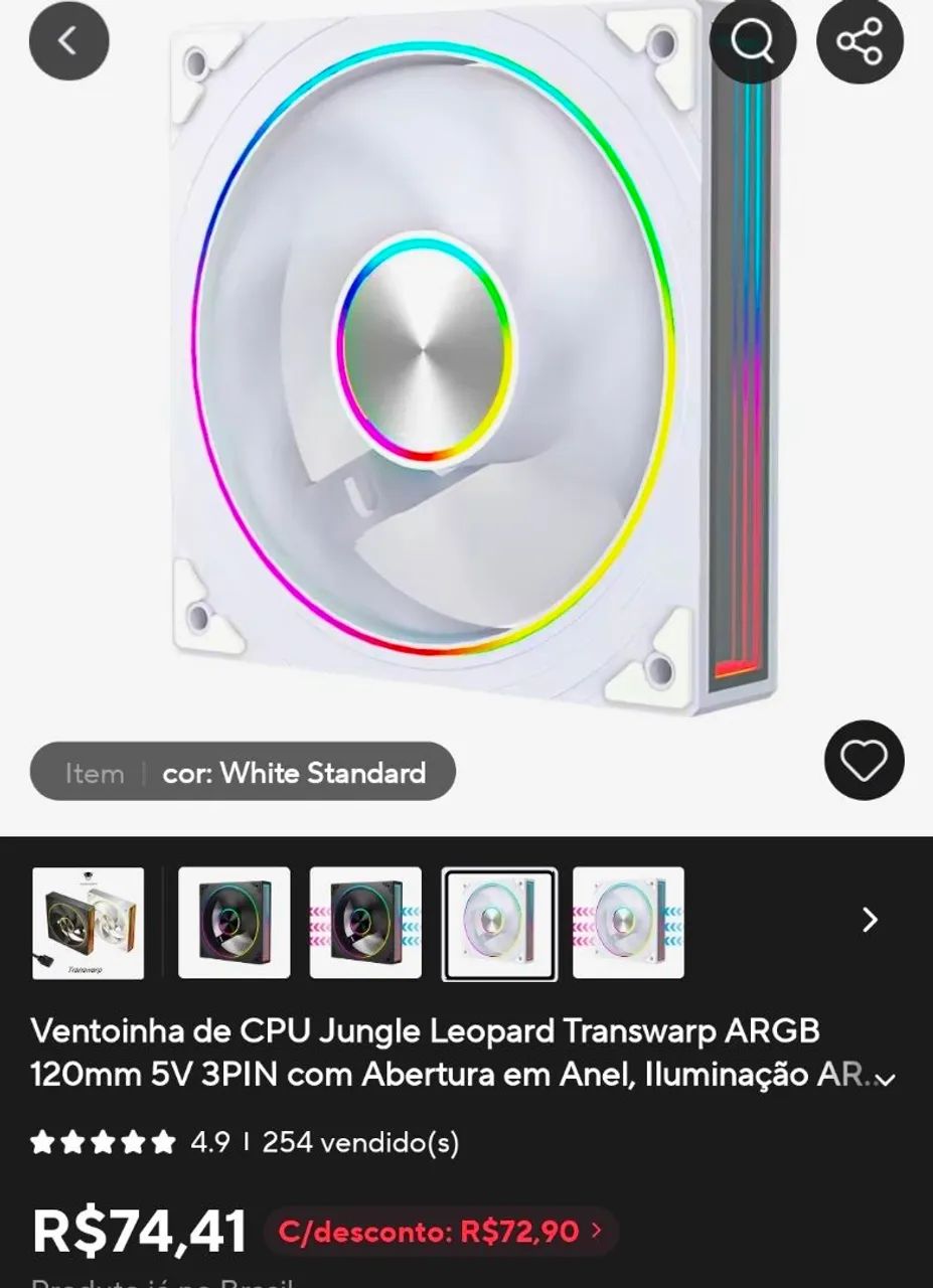 Fan jungle leopardo transparente ARGB (BRANCA) - Foto 2