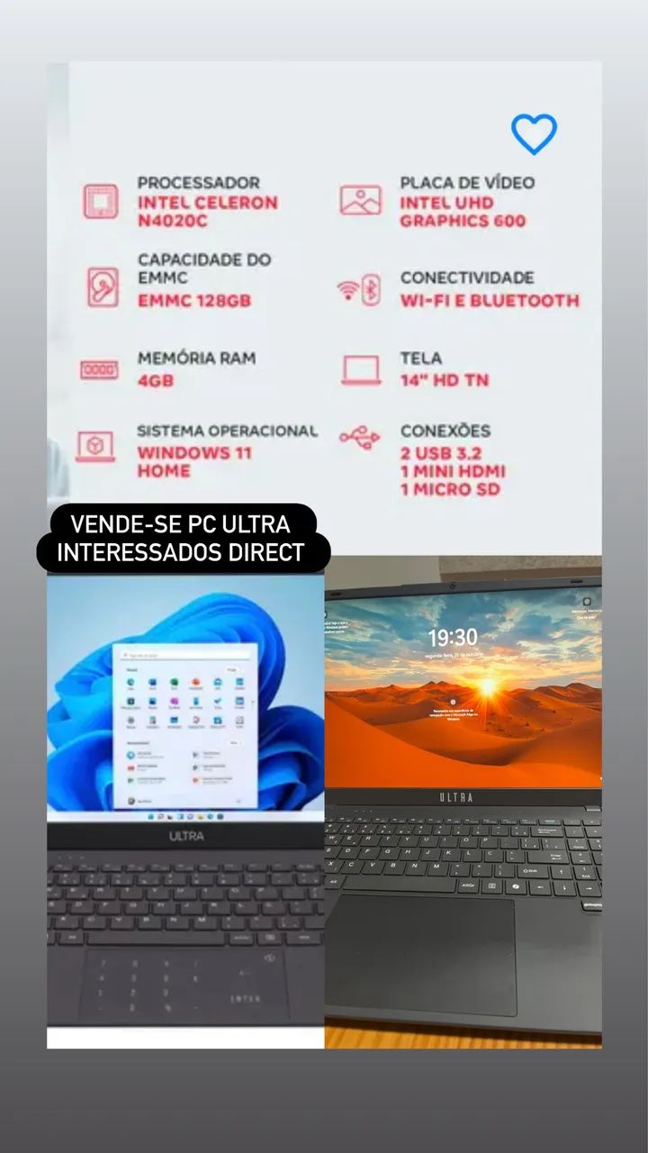 Nootbook Ultra Windows 11 - 1 mês de uso !  - Foto 3