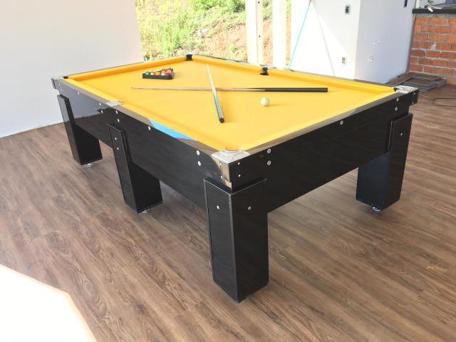 Mesa Gaveta 6 Pés Laterais Cor Preta Tecido Amarelo Mod. QTFK6278 - Foto 3