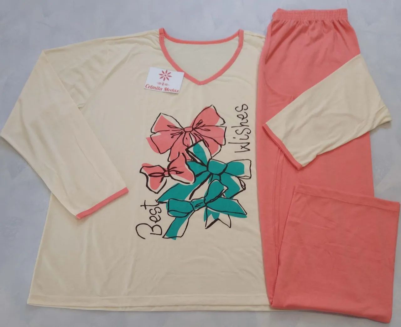 Pijama feminino plus size com estampa - Foto 3