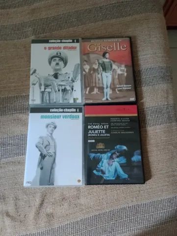 Lote de 4 DVDs Coleção Charlie Chaplin e Clássicos de Ópera e Ballet