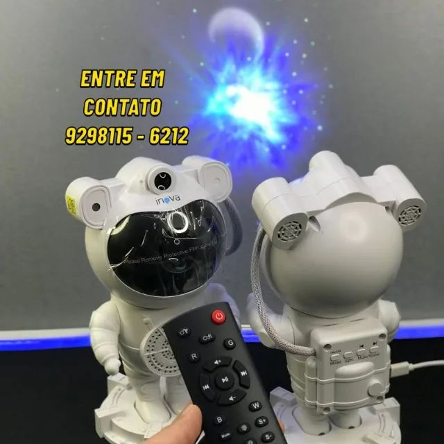 Caixa de som e Projector Astronauta Bluetooth com controle - Entregamos 9h ás 23h