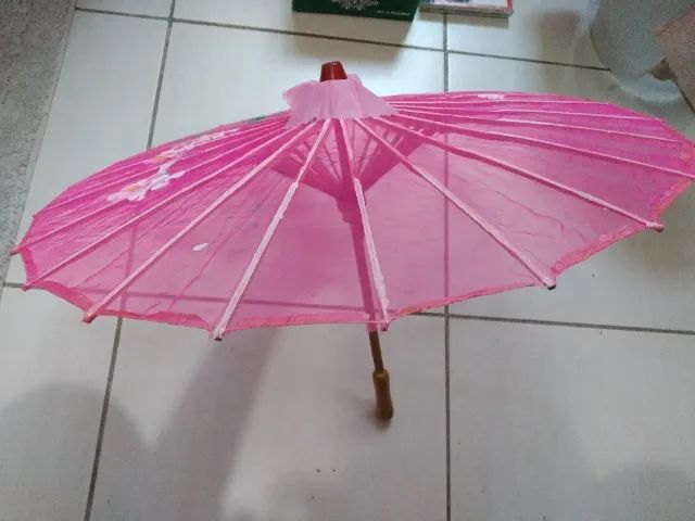 Sombrinha Japonesa Rosa Madeira 
