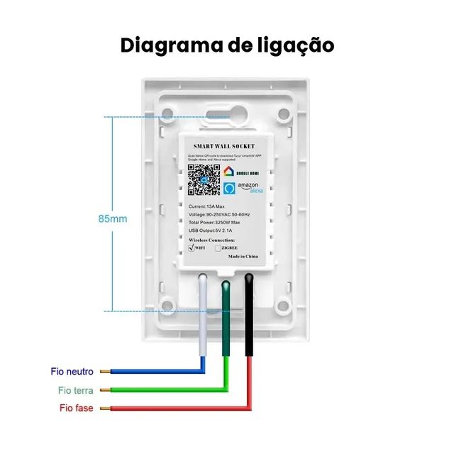 Tomada Dupla Wifi Tuya Inteligente, Compatível com Alexa - Foto 5