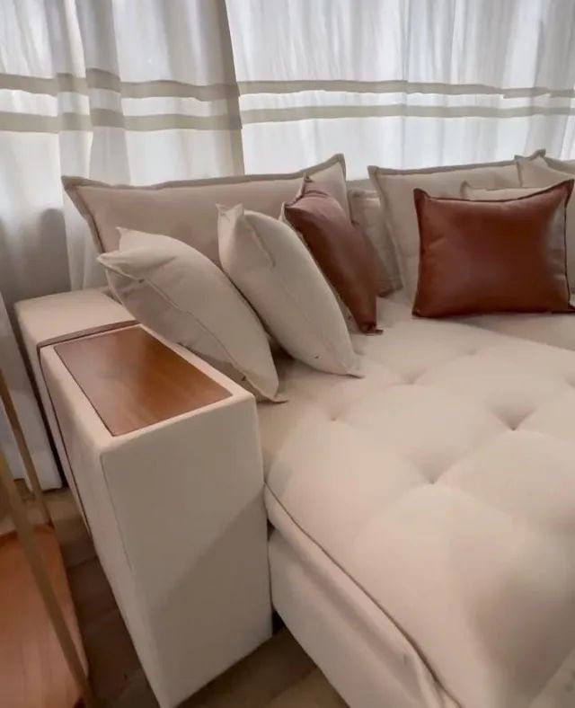 Sofá Cama  Retrátil Tebas Linho Bege. Produto Novo. Pronta Entrega. - Foto 3