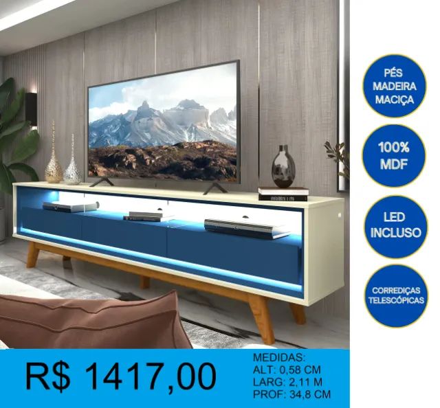 Rack com 2,11m com LED - Muito moderno - Entrega e montagem gratis - Foto 2
