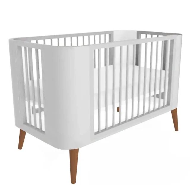 Berço zlin Branco pés de madeira