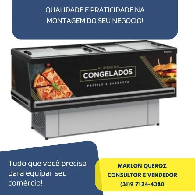 Ilha de Congelados 2 Metros Vidro Reto Gelopar