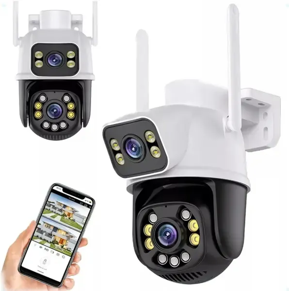 Câmera De Segurança Smart Wi-fi Ip66 Dupla Lente 360 Visão Noturna Externa Prova D' Agua