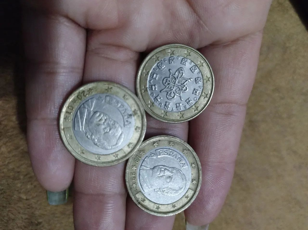 Moedas 1 Euro Espanha e Portugal