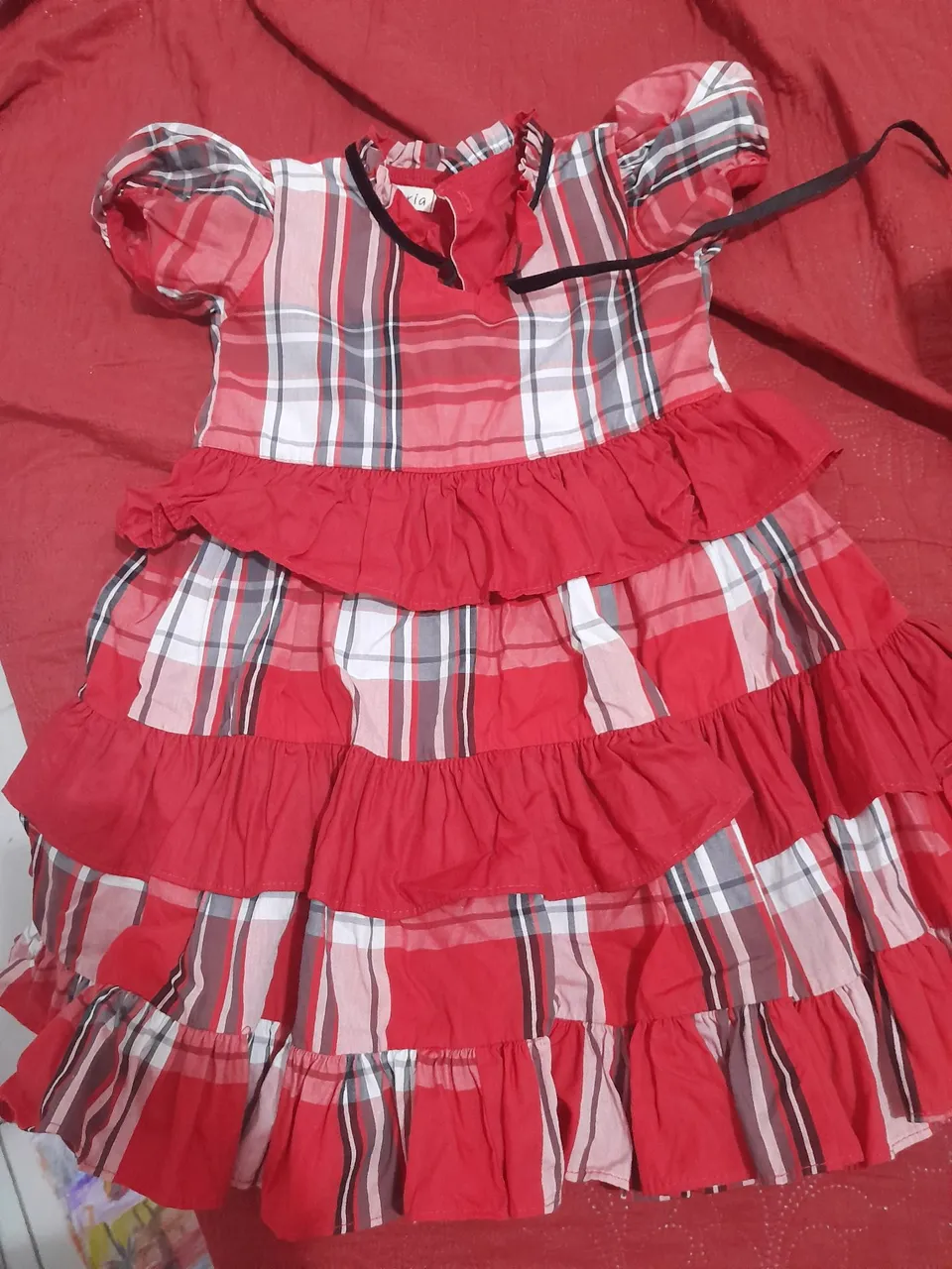 Vestido Infantil Xadrez Vermelho