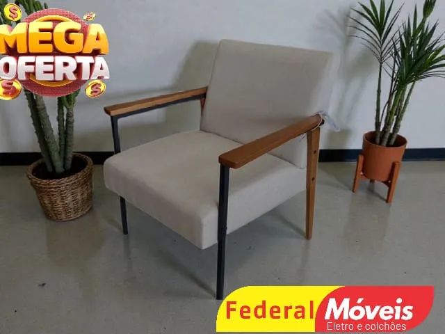 Poltrona c/ Detalhe em Madeira - Preço Exclusivo