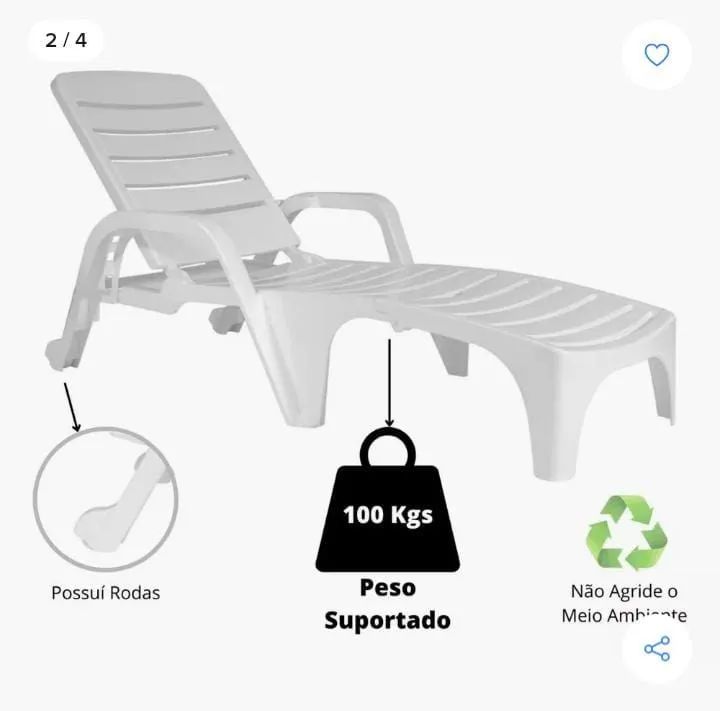 Cadeira para bronze de Sol Branca - 100kg