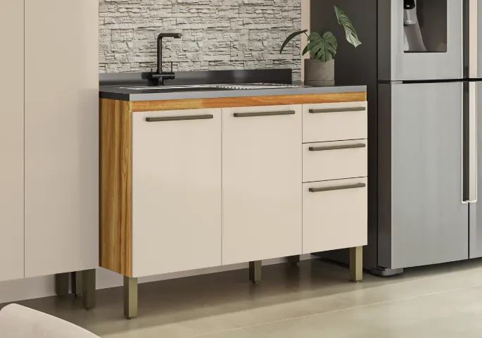 Balcão Para Pia 120cm Napoli Prime, 100% MDF 