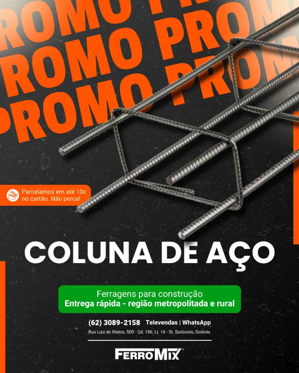 Coluna de Aço - Coluna Vergalhão - Várias medidas - Entrega rápida e Parcelamento em 10x