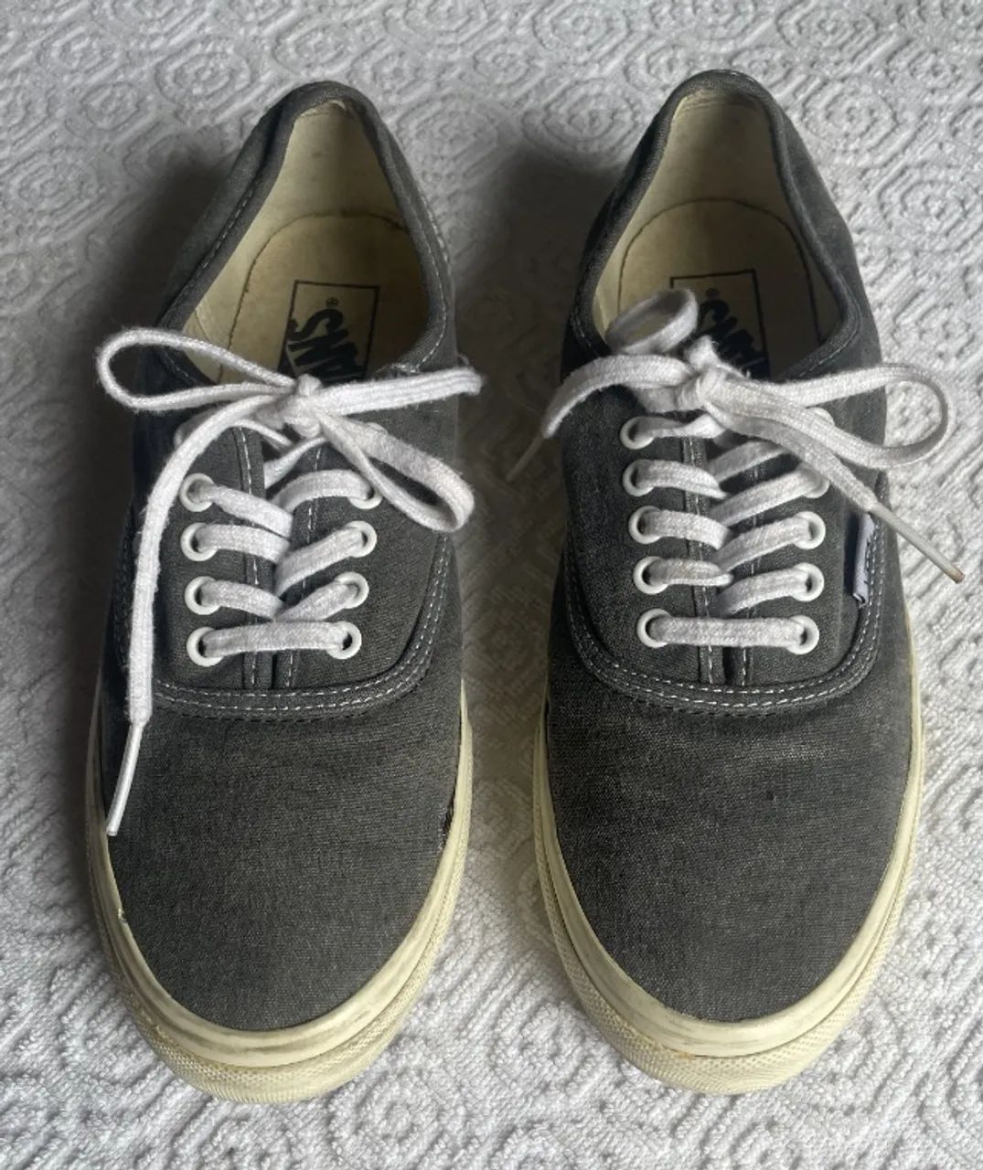 TENIS VANS MASCULINO NUMERO 7 LONA CINZA SOLADO BRANCO