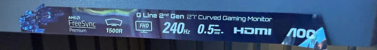 Monitor Gamer AOC LEGEND 27" Curvo 240Hz 0,5ms C27G2ZE Código hf6959ebekAoc - Foto 3