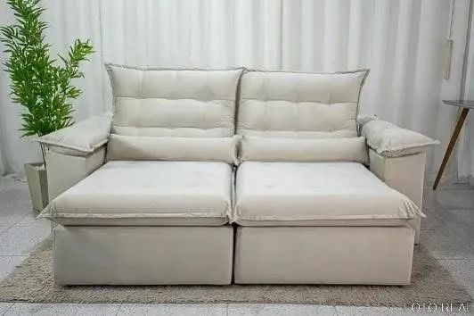 Sofá Retrátil e Reclinável Emanuelly 230 Bege - Foto 3
