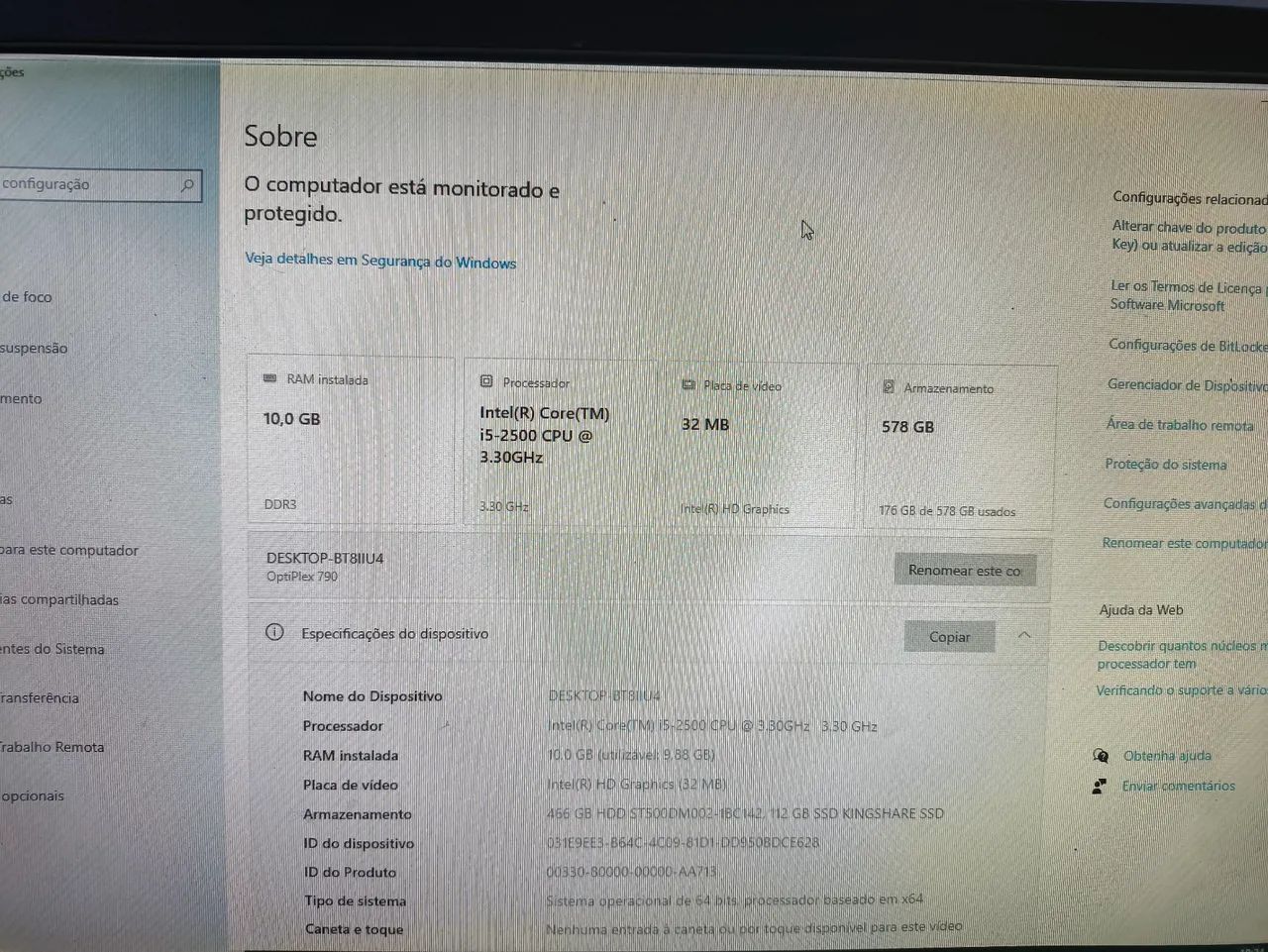 Computador Dell OptiPlex 790 i5-2500 10GB RAM 578GB